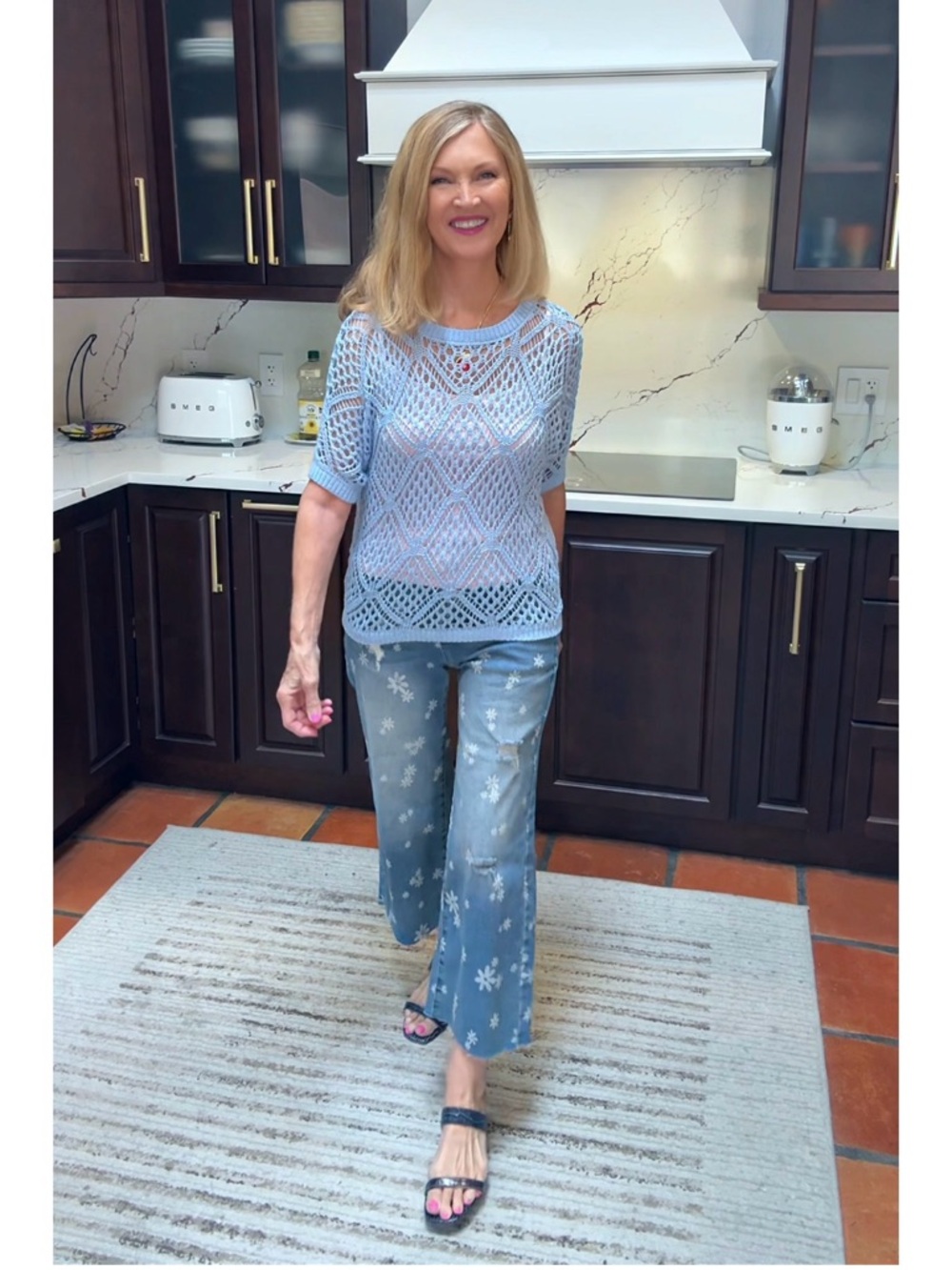 NWT Blue Crochet Cover-Up Top-S - Picture 12 of 17